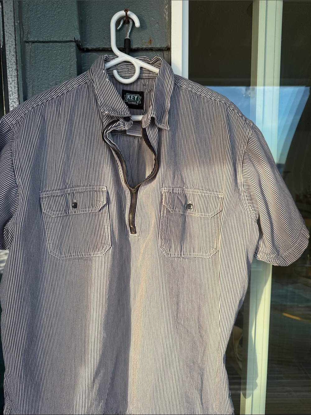 KEY Short-Sleeve Striped Hickory Logger shirt 2XL
